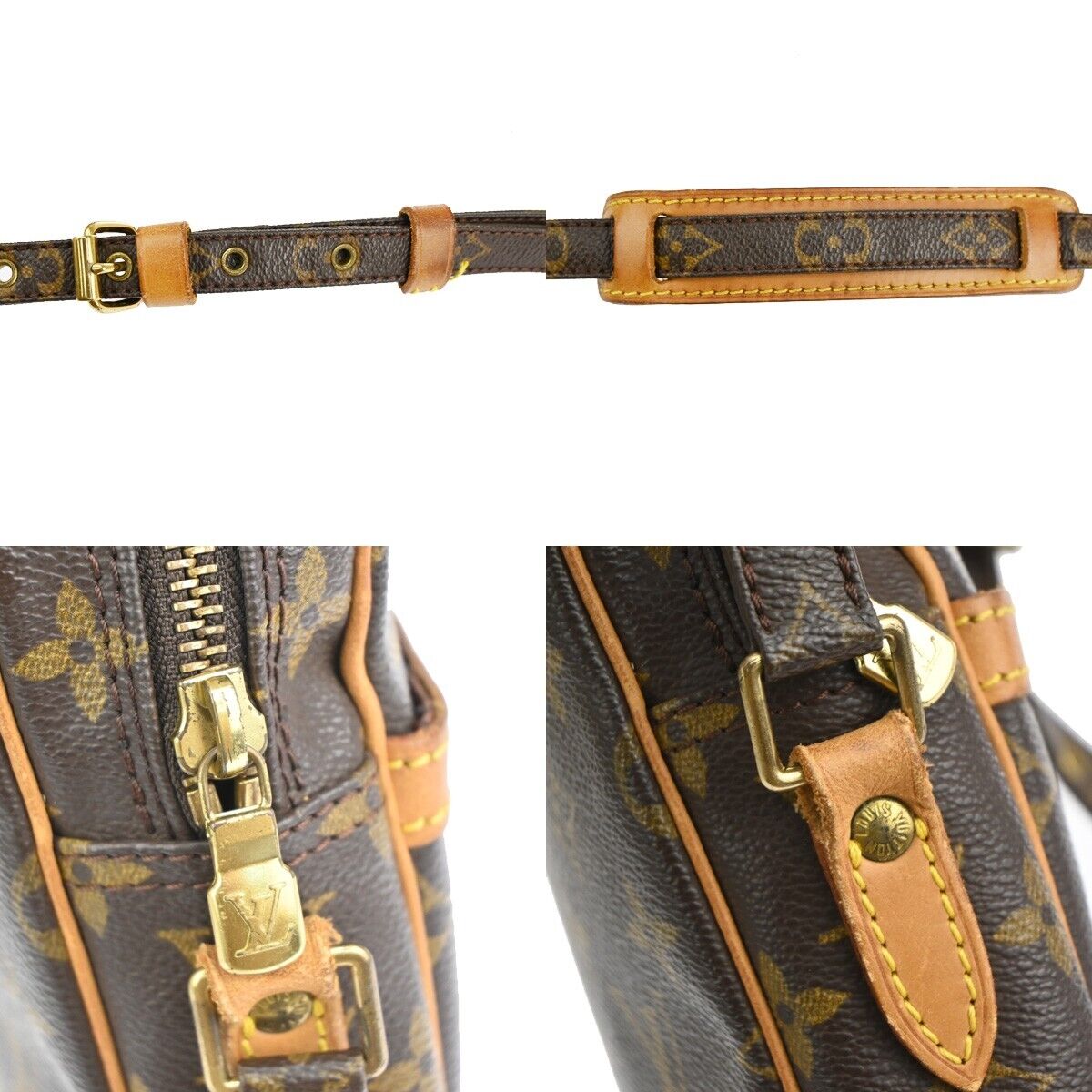 LOUIS VUITTON Danube Shoulder Bag Monogram Leather Brown France M45266 86EA653