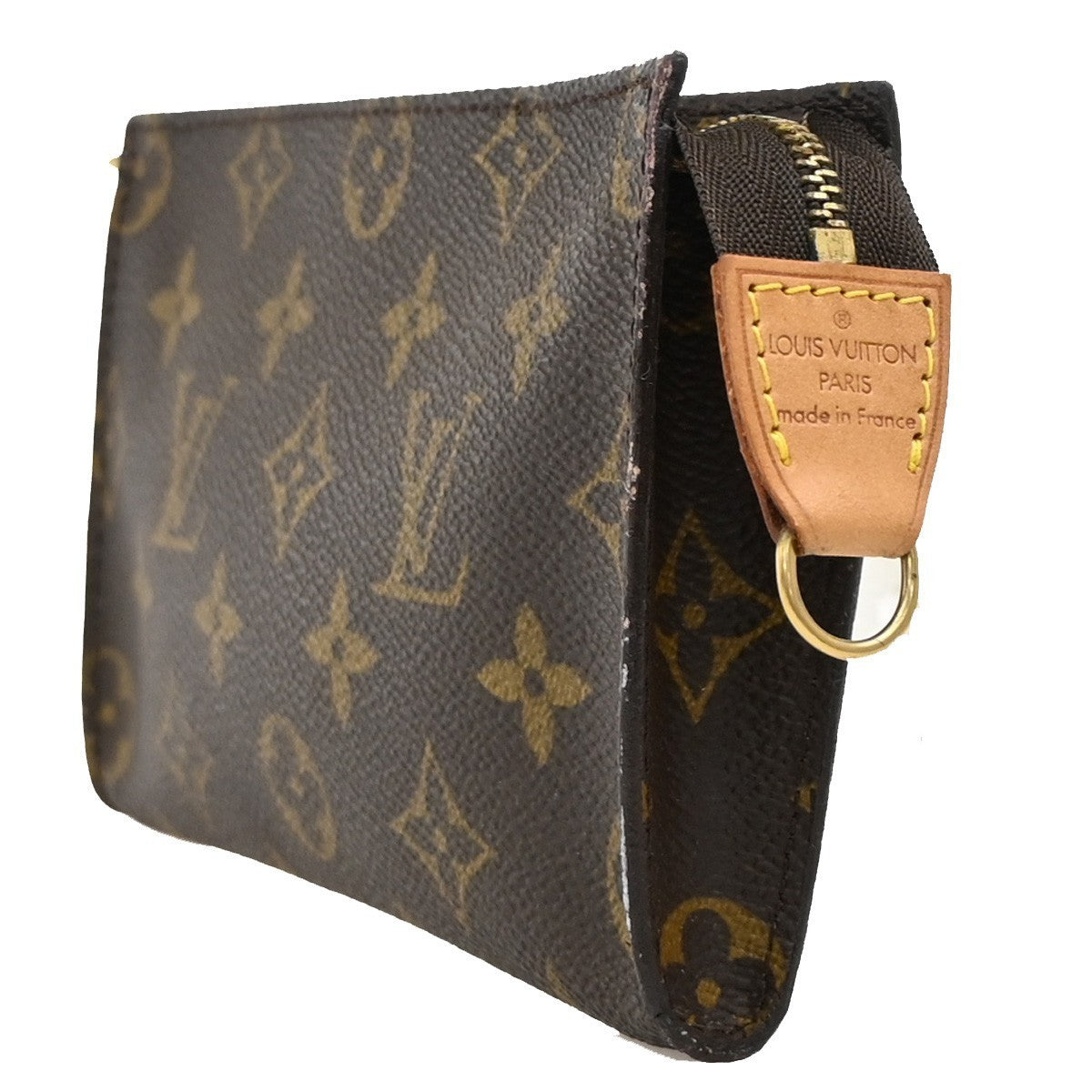 LOUIS VUITTON Logo BUCKET PM Pouch Bag Monogram Leather Brown France 04KP160