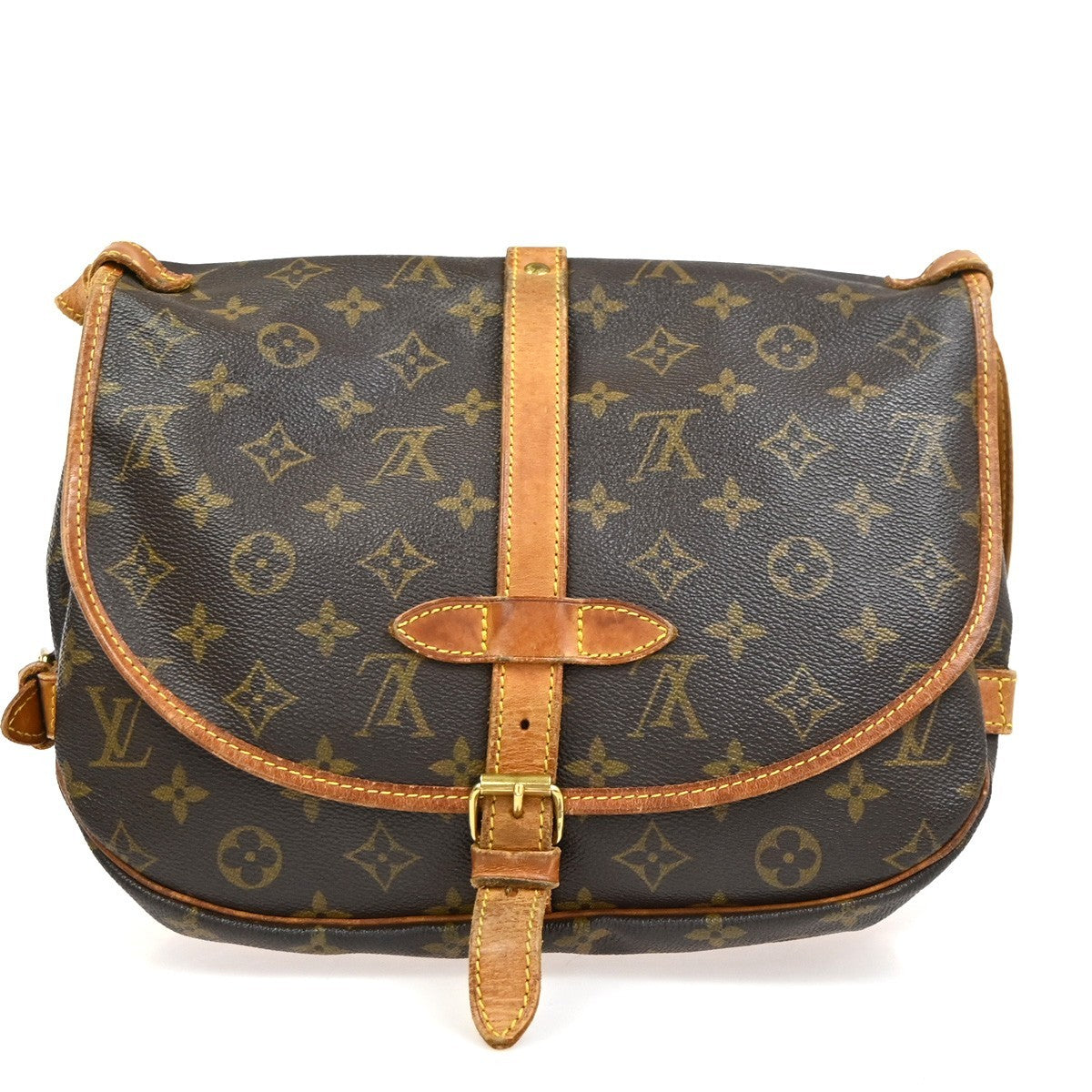 LOUIS VUITTON Logo Saumur 30 Shoulder Bag Monogram Leather BN M42256 30CA946