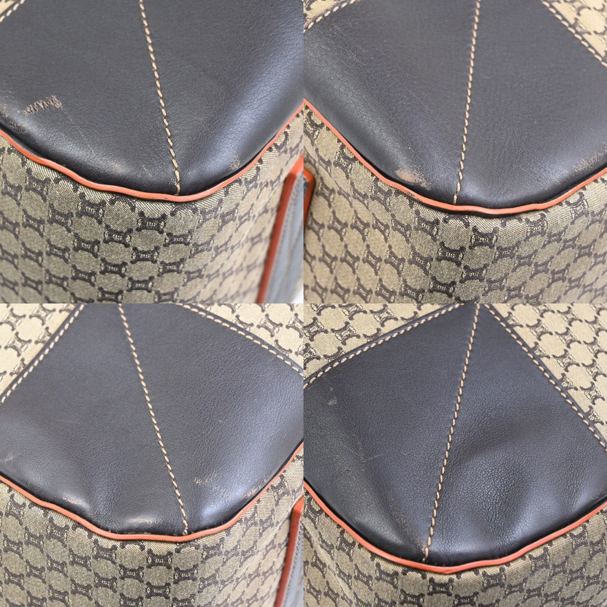 CELINE Logo Macadam 2Way Travel Shoulder Hand Bag Canvas Leather Brown 73RQ022