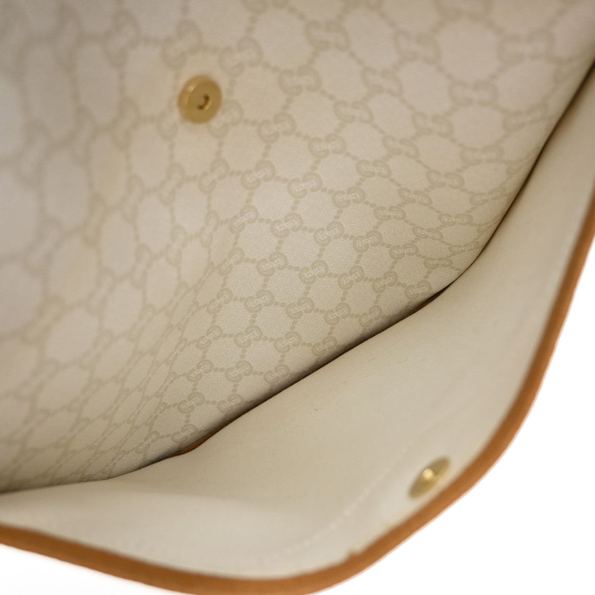 GUCCI PLUS GG Pattern Sherry Shoulder Tote Bag PVC Leather White 62KB304