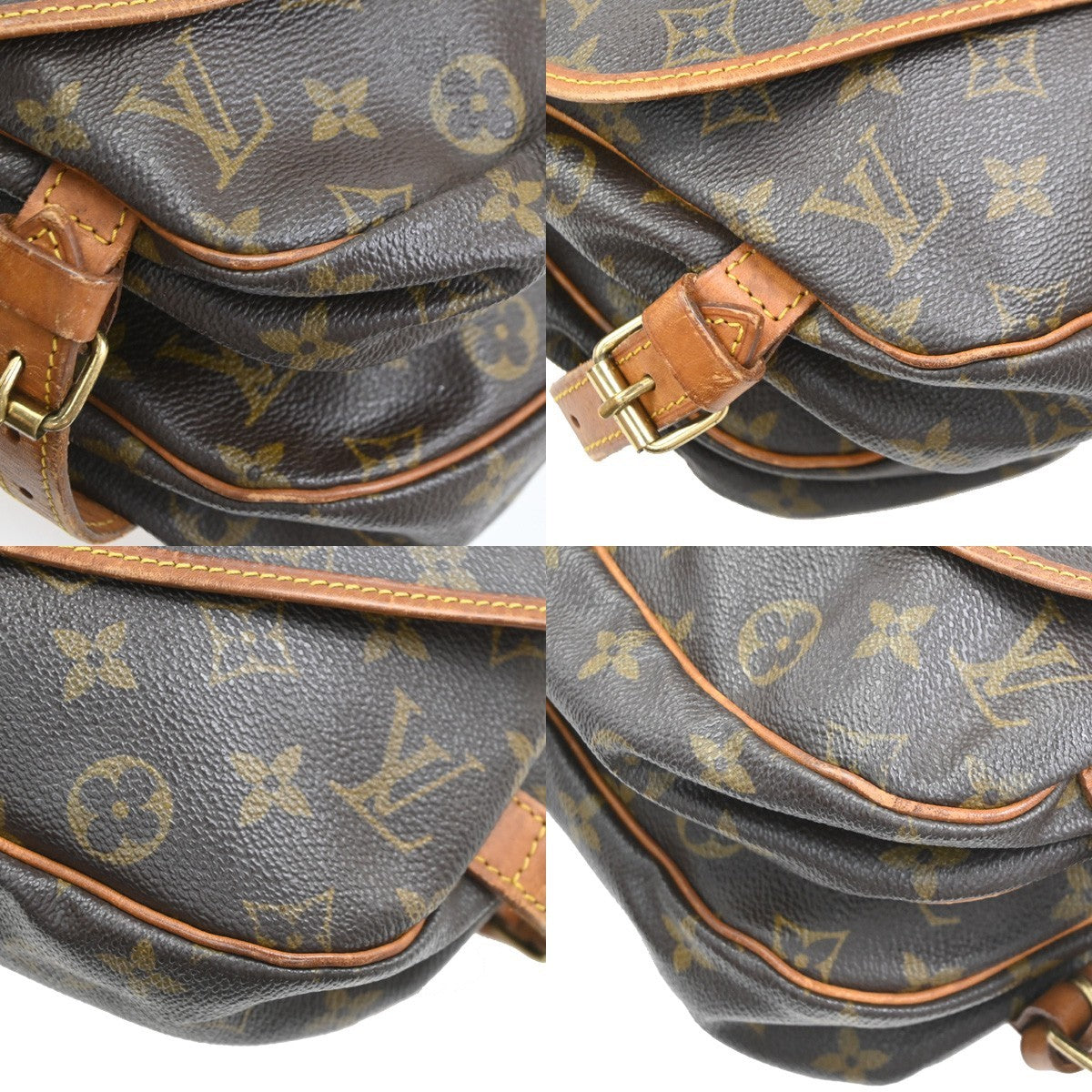 LOUIS VUITTON Logo Saumur 30 Shoulder Bag Monogram Leather Brown M42256 39PA086