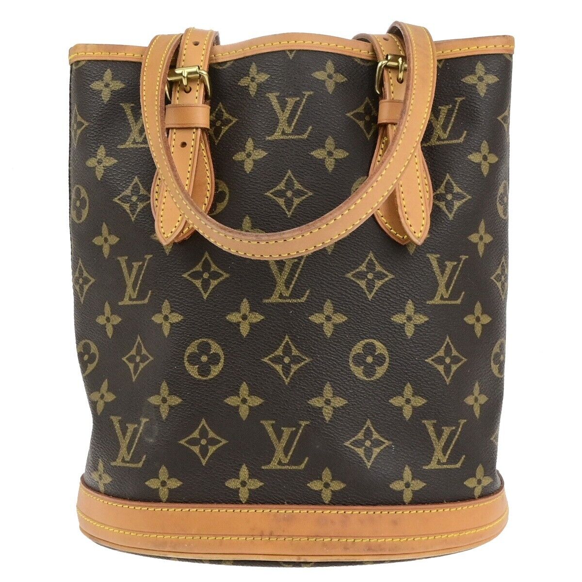 LOUIS VUITTON BUCKET PM Shoulder Tote Bag Monogram Leather Brown M42238 33ED400