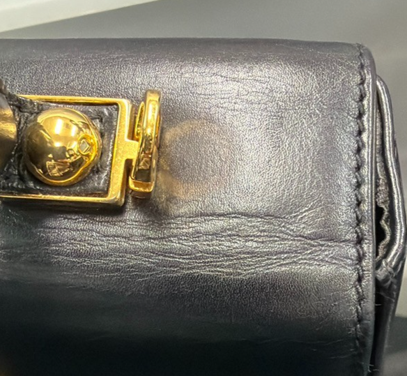 SALVATORE FERRAGAMO Logo Gancini Hand Bag Leather Black GHW Italy 38KD151
