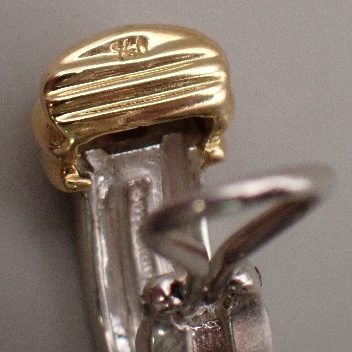 Tiffany & Co. Logo Groove Combination Earrings Clip On Gold 750 Ag 925 80KB252