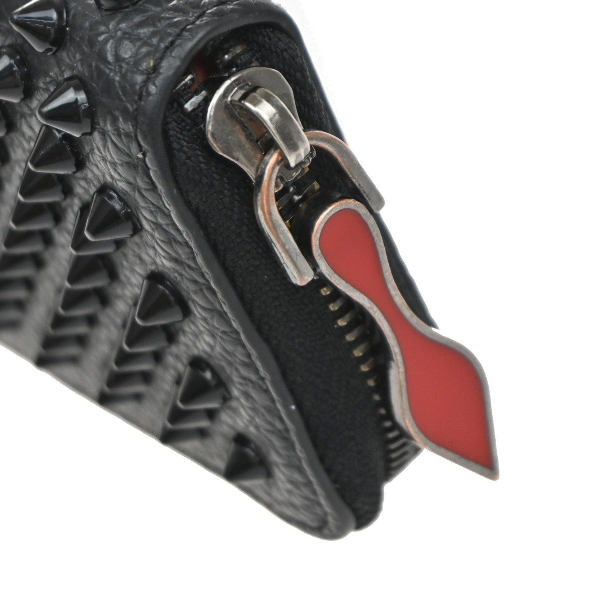 CHRISTIAN LOUBOUTIN Panettone Coin Case Compact Wallet Leather Black 69EG191
