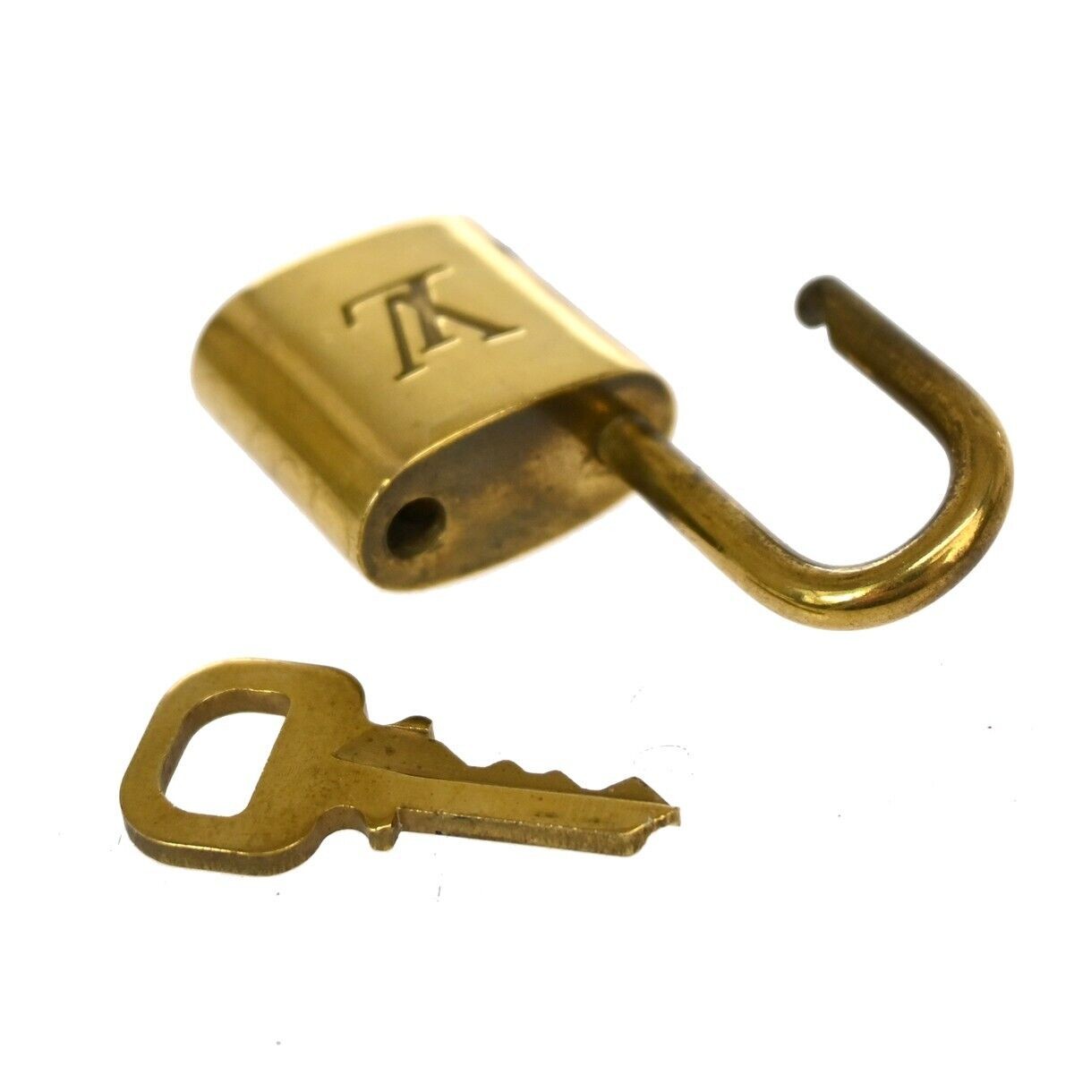 LOUIS VUITTON LV 10 SET PADLOCK KEY BAG CHARM CADENA GOLD PLATED FRANCE 34GA935