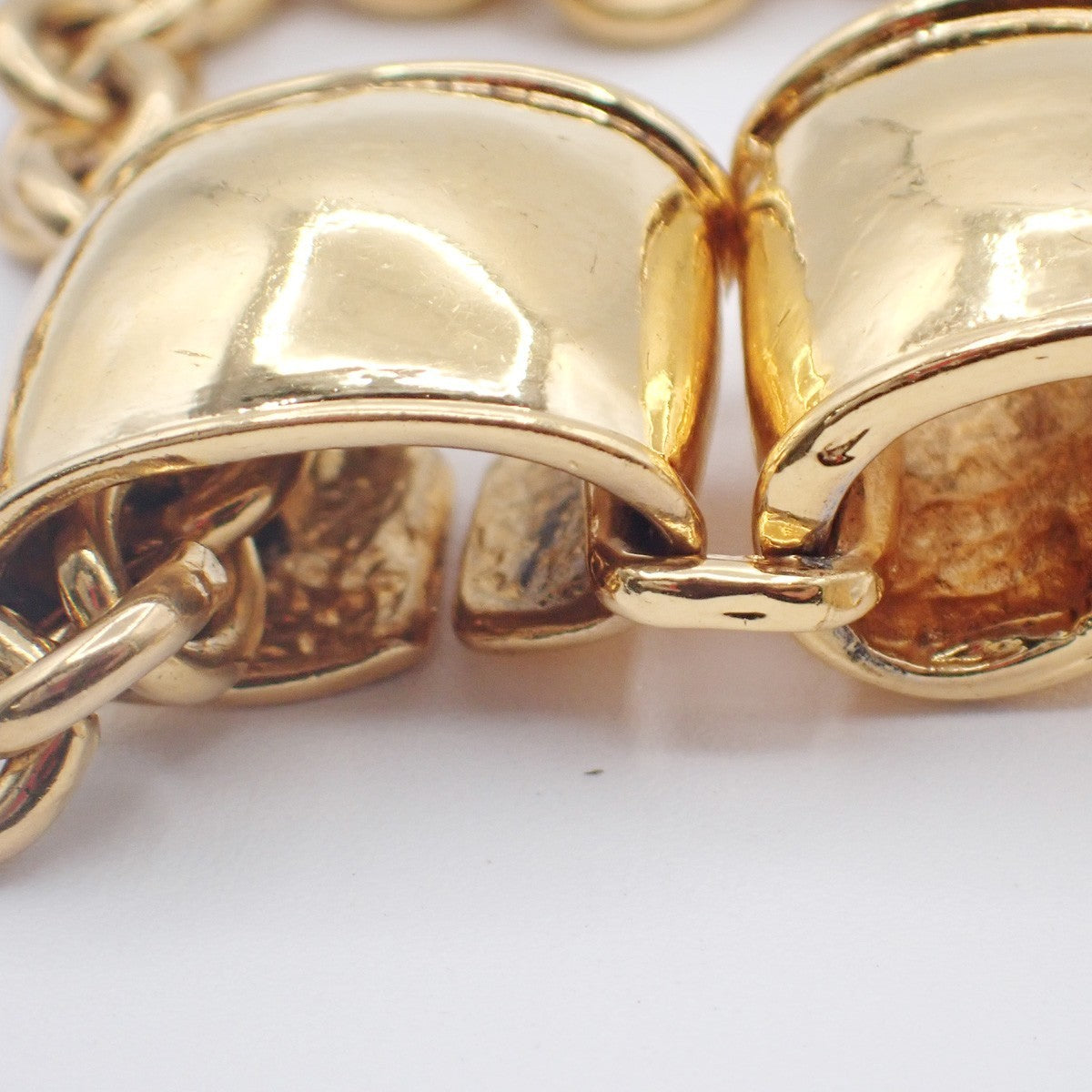 CHANEL CC Logo Cross Chain Long Necklace Pendant 94P Gold France Vintage 53RL935