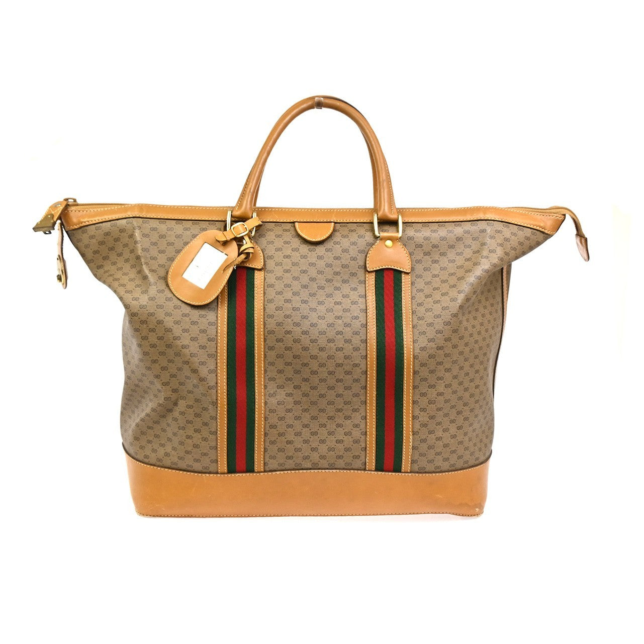 GUCCI Logo Sherry GG Pattern Travel Hand Bag PVC Leather Brown Italy 62KC300
