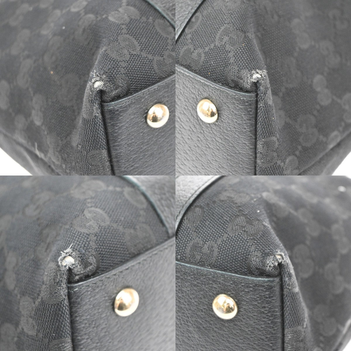GUCCI Logo Abbey GG Tote Hand Bag Canvas Leather Black Italy GHW 34MA669