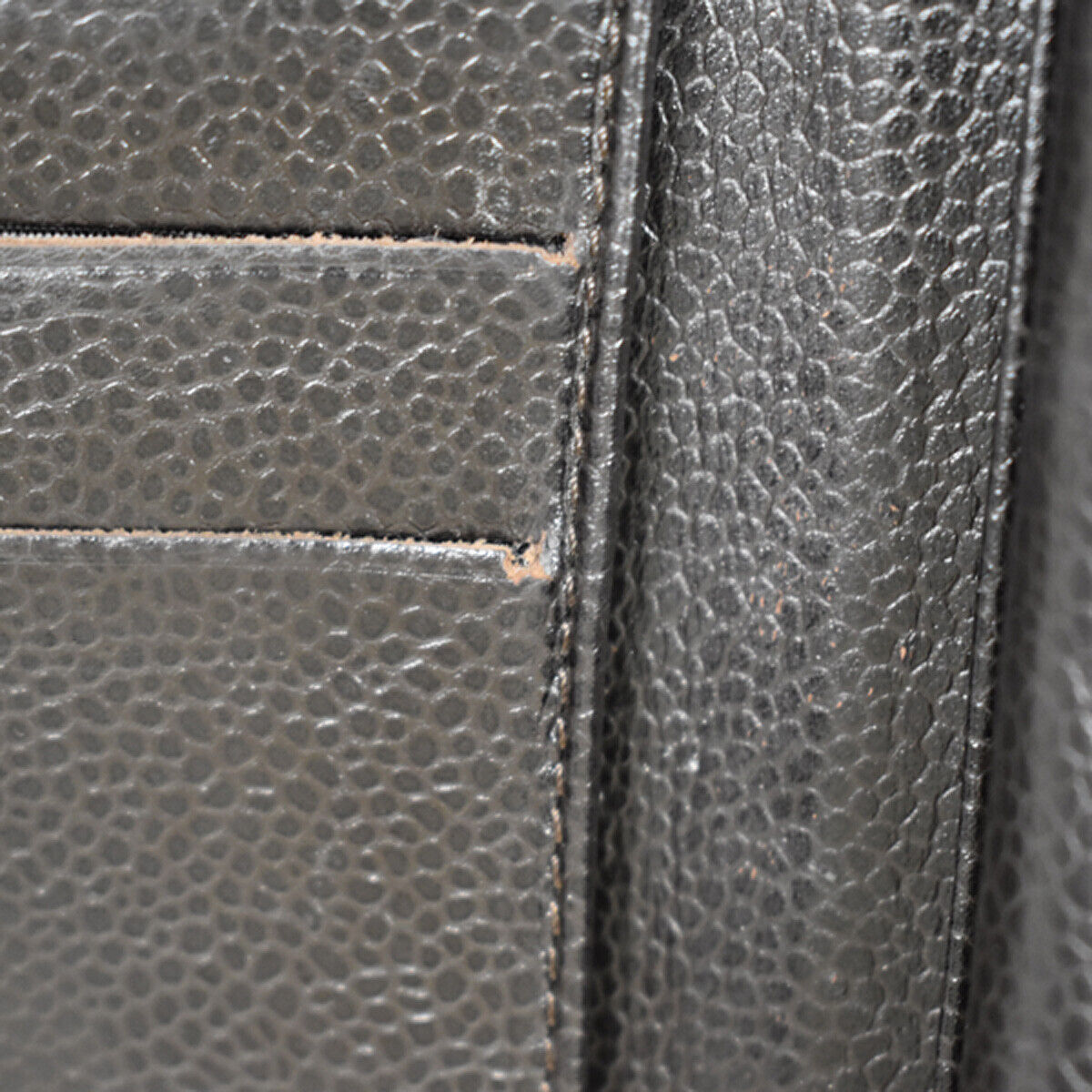 CHANEL CC Logo Long Bifold Wallet Purse Caviar Skin Leather Brown Spain 86RC723