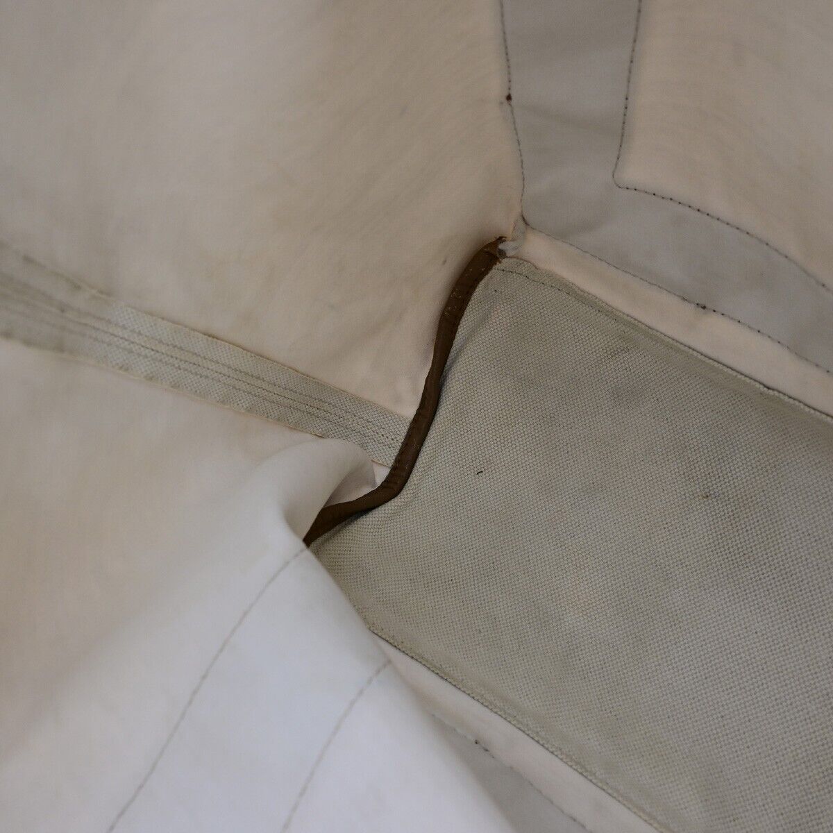 BALENCIAGA Logo Navy Cabas Shoulder Tote Bag Canvas Leather Ivory Brown 33EC031