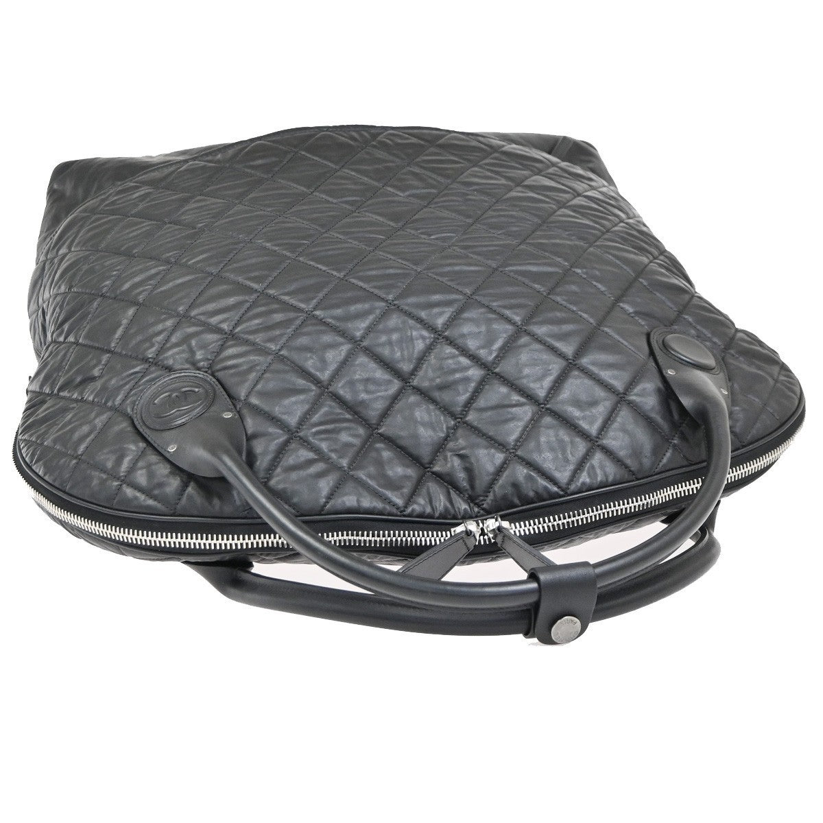 CHANEL CC Logo Coco Cocoon Travel Hand Bag Nylon Leather Black Italy 44RP154
