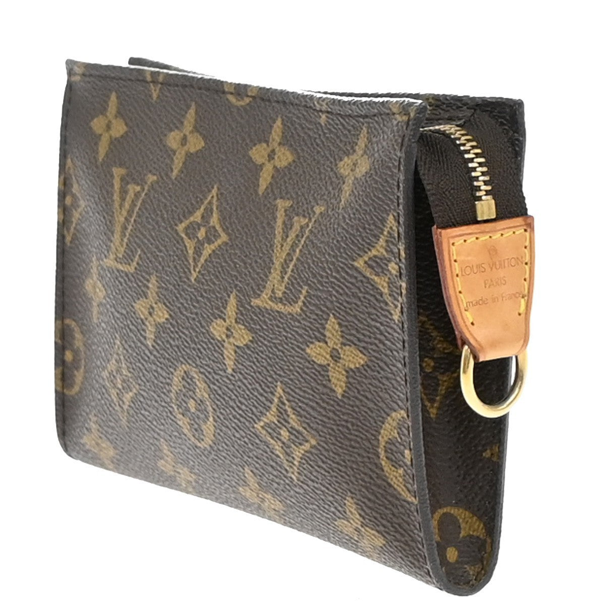 LOUIS VUITTON Logo BUCKET PM Pouch Bag Monogram Leather Brown France 60KP088