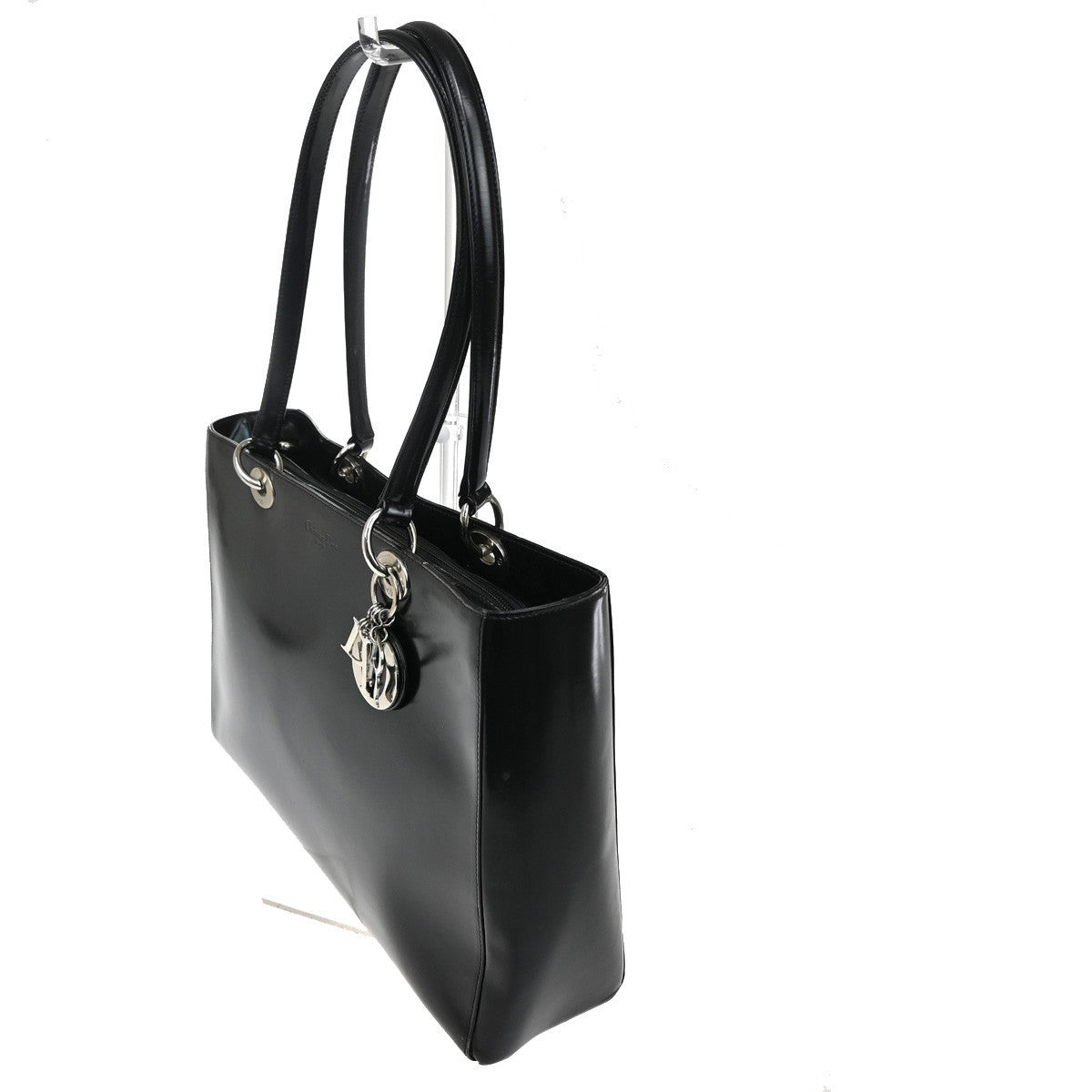 CHRISTIAN DIOR Lady Shoulder Bag Patent Leather Black SHW Italy 71TA393