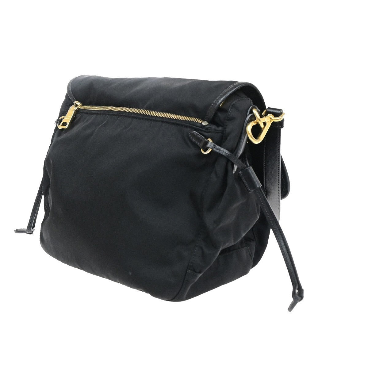 PRADA Logo Tessuto Crossbody Shoulder Bag Nylon Leather Black GHW Italy 76MA710