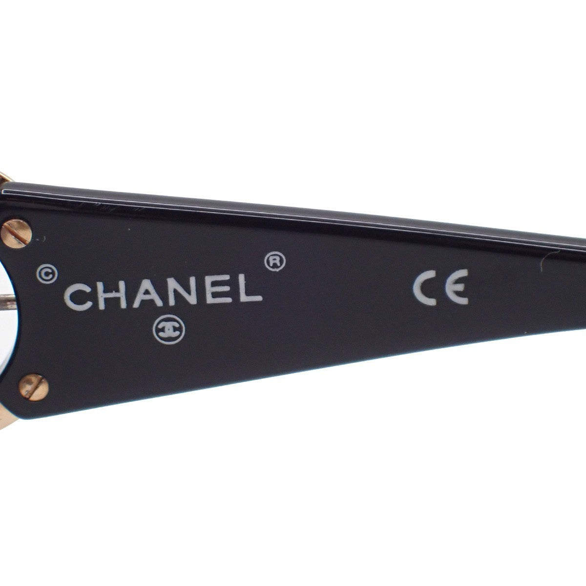 CHANEL CC Logos Sunglasses Eye Wear Plastic Black Gold 02461 64RL559
