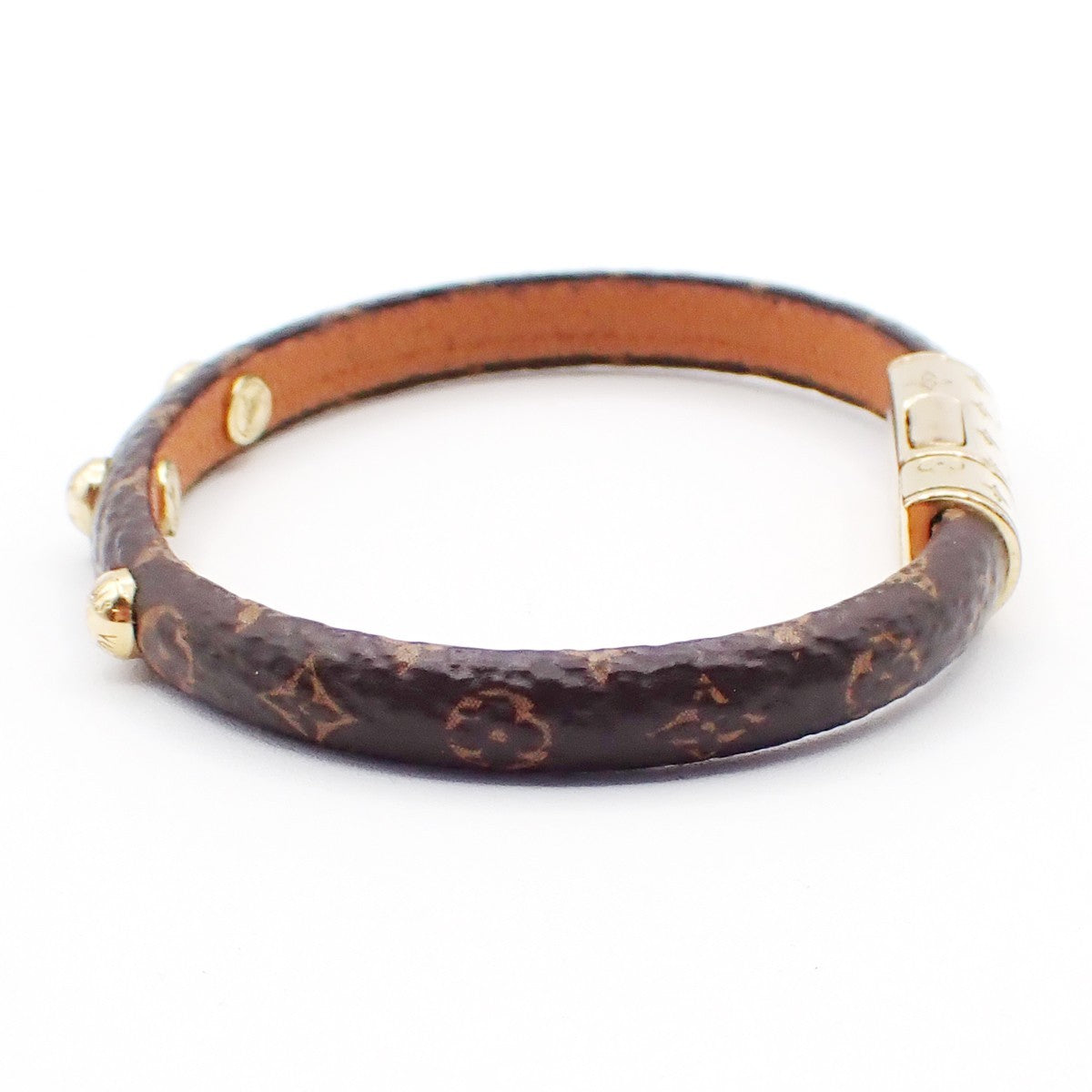 LOUIS VUITTON LV Logo Yummy Bracelet Monogram Leather Brown GHW M6435F 05EG106