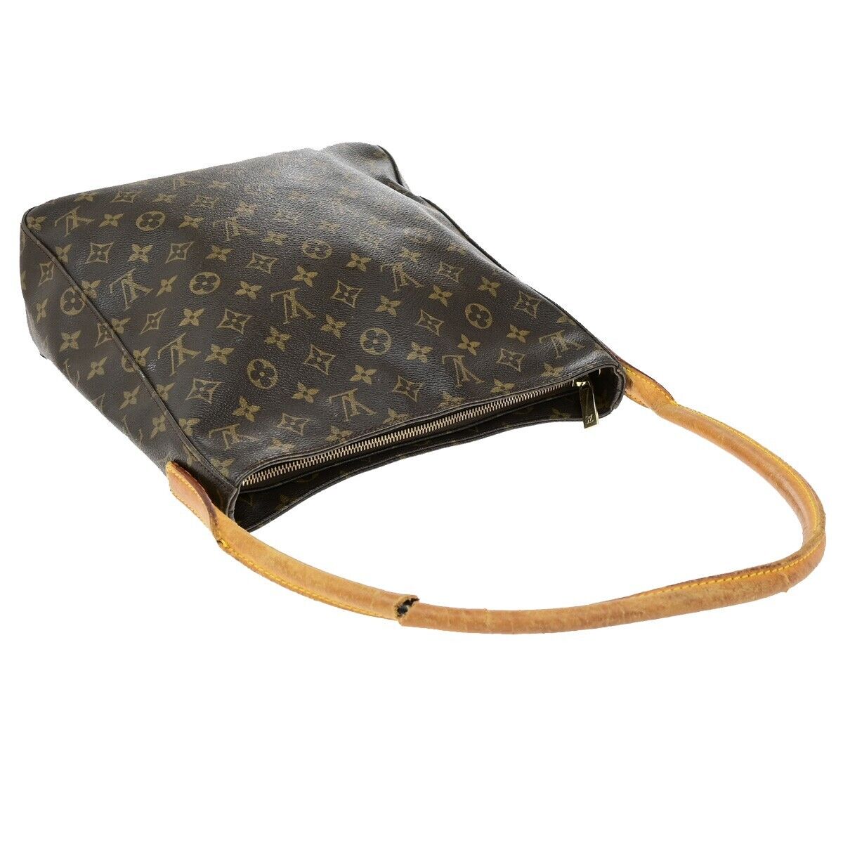 LOUIS VUITTON Logo Looping GM Shoulder Bag Monogram Leather Brown M51145 01ED693