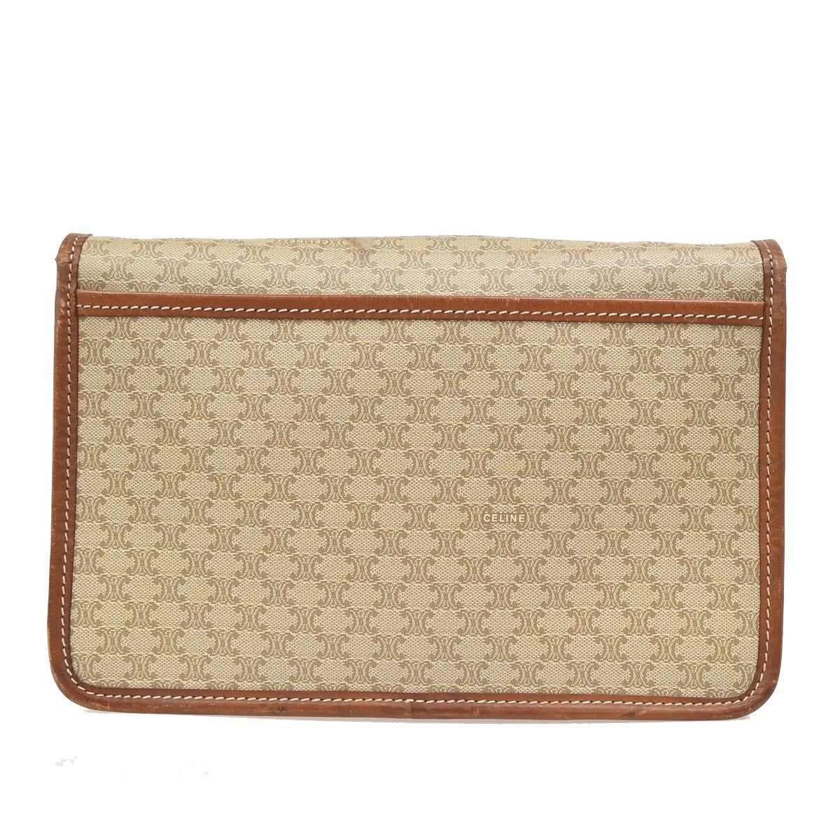 CELINE Logo Macadam Pattern Shoulder Bag PVC Leather Brown Italy 02EF821