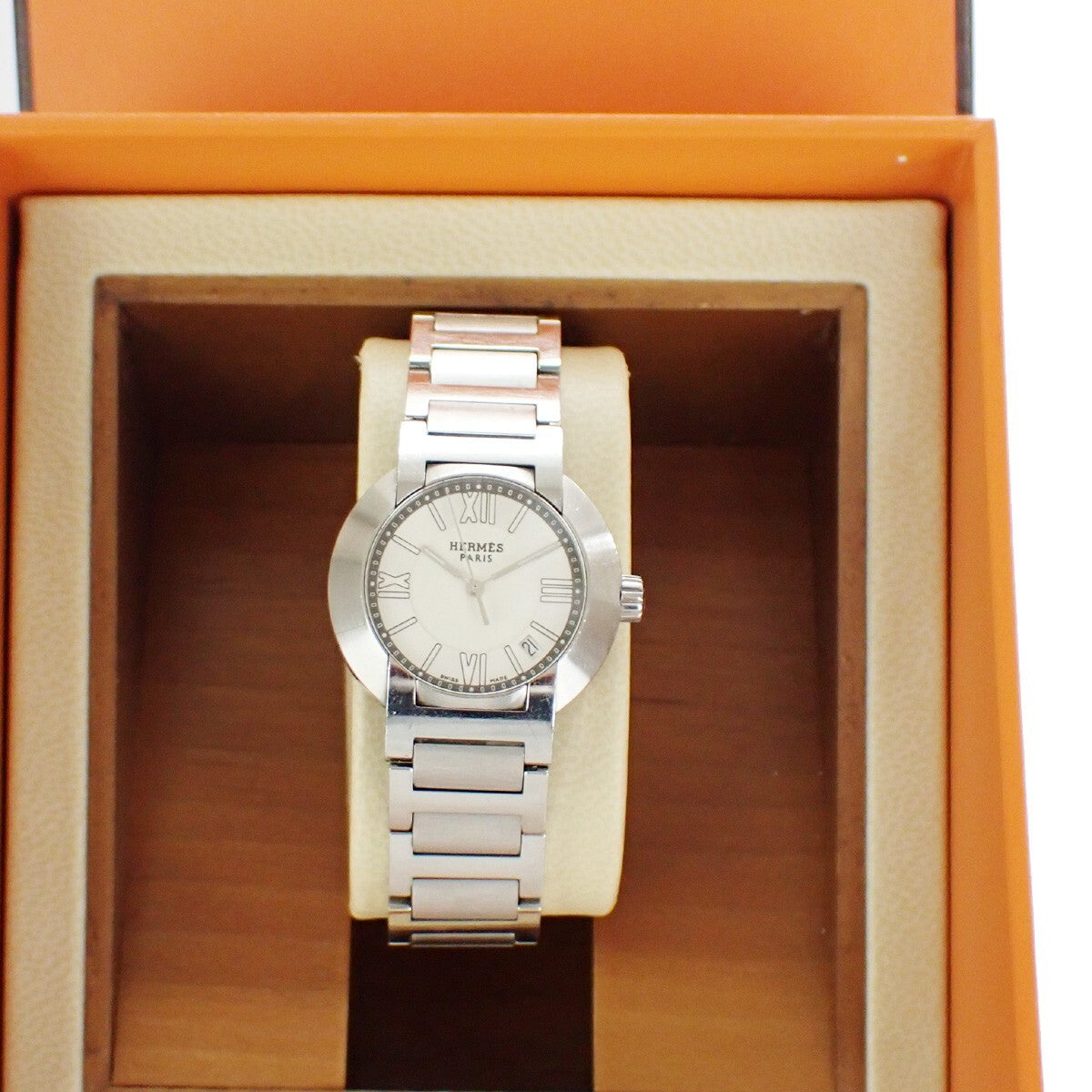 HERMES Nomad NO1.210 Wrist Watch Dial Quartz Stainless Steel Swiss Made 81LC282