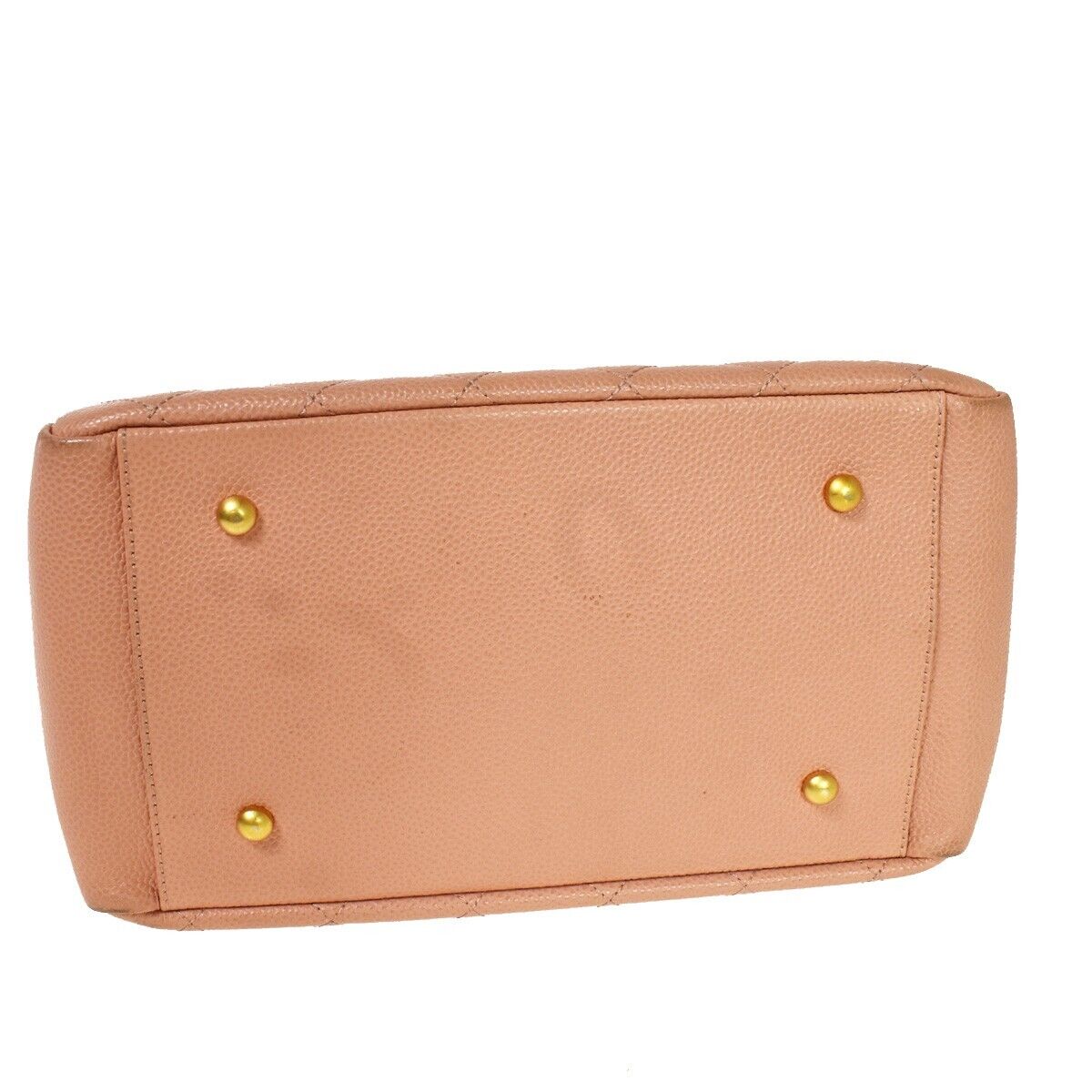 CHANEL CC Logo Matelasse Chain Hnd Bag Caviar Leather Pink GD Vintage 651RC482