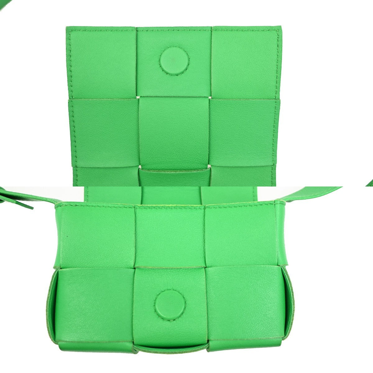 BOTTEGA VENETA Cassette Intrecciato Shoulder Bag Leather Green Parakeet 14ZA101