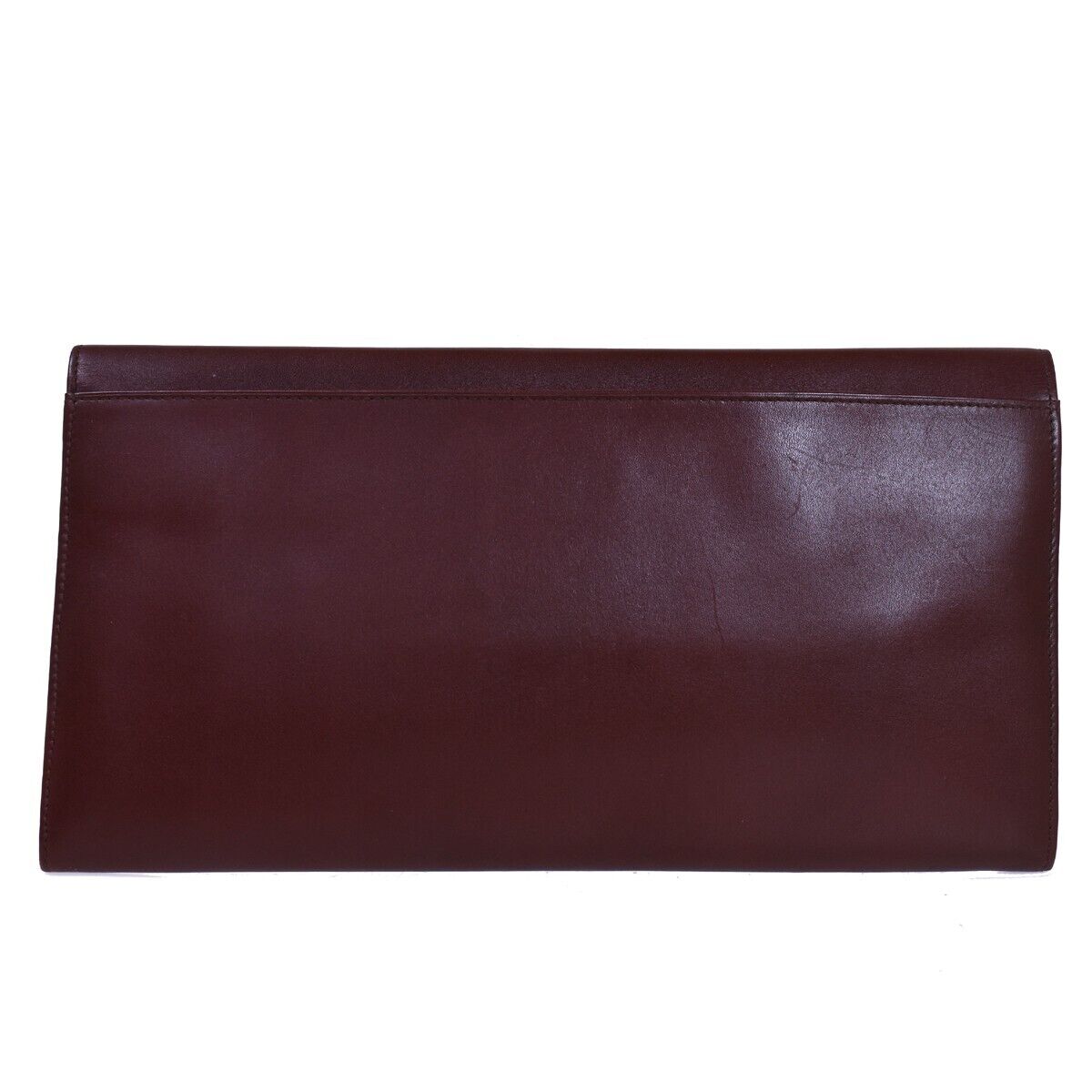 MUST DE CARTIER 2C Logo Wallet Clutch Hand Bag Leather Bordeaux Gold 09EA018