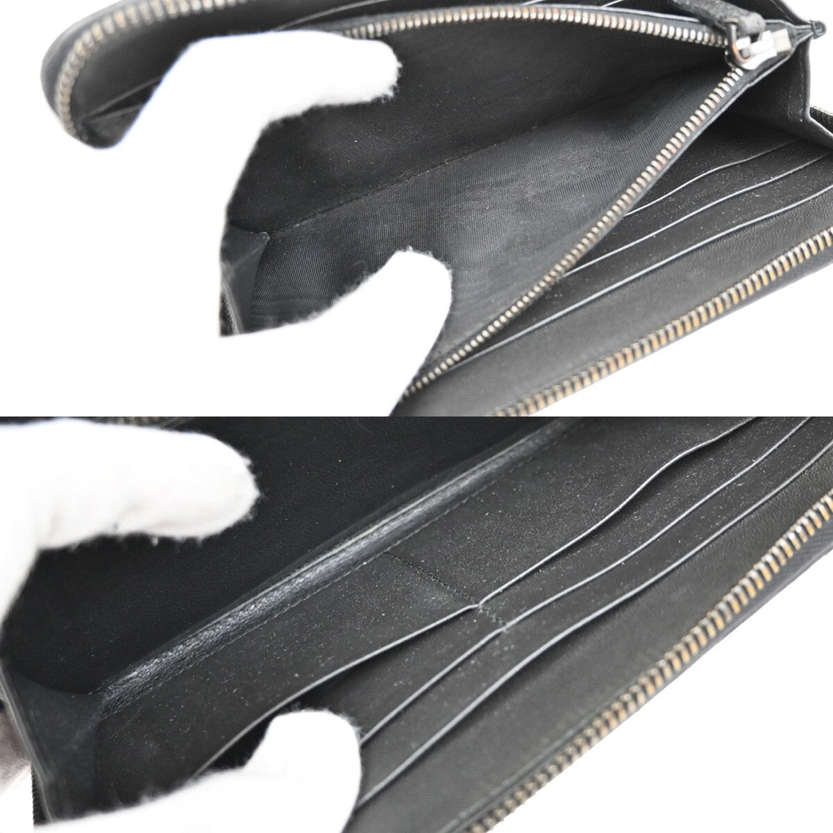 BOTTEGA VENETA Intrecciato Zipper Around Long Wallet Leather Black Italy 65EE296