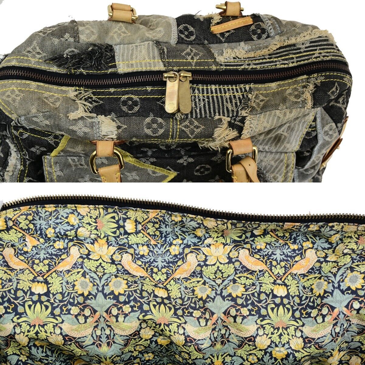 LOUIS VUITTON Bowie Hand Bag Monogram Denim Patchwork Leather GY M95377 621ED351