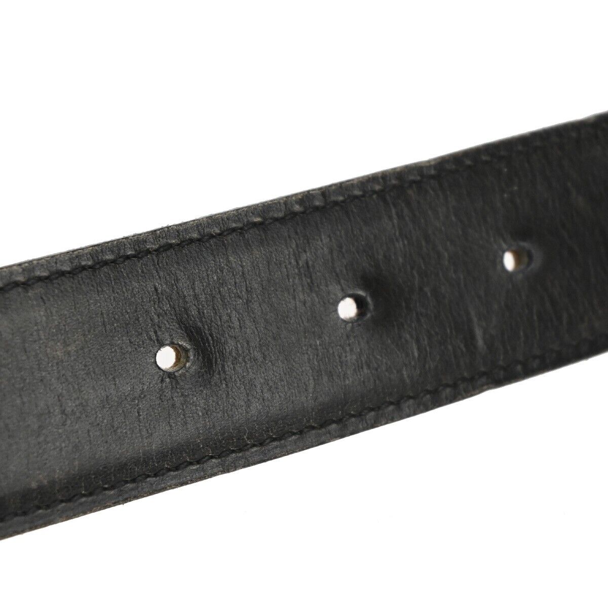 HERMES H Logo Constance Reversible Buckle Belt #68 Leather Black Gold 86YD916