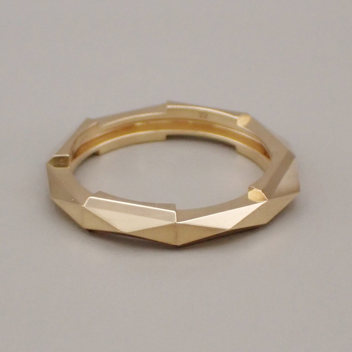 GUCCI Logo Link To Studded Ring Au750 (18K) Size 22 Yellow Gold Italy 25RK868