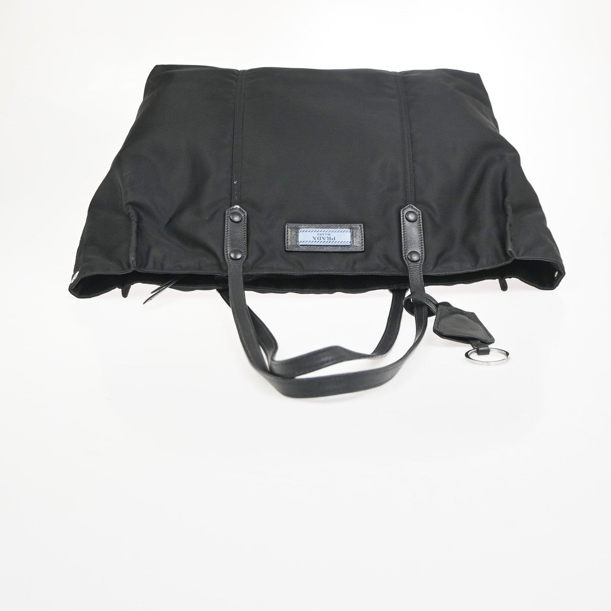 PRADA Logo Tessuto Shoulder Tote Bag Nylon Leather Black SHW Italy 33KC923