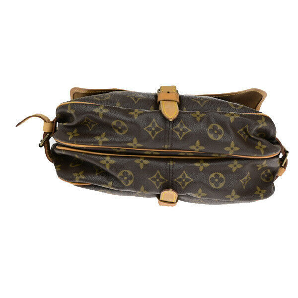 LOUIS VUITTON Logo Saumur 30 Shoulder Bag Monogram Leather Brown M42256 75YF423