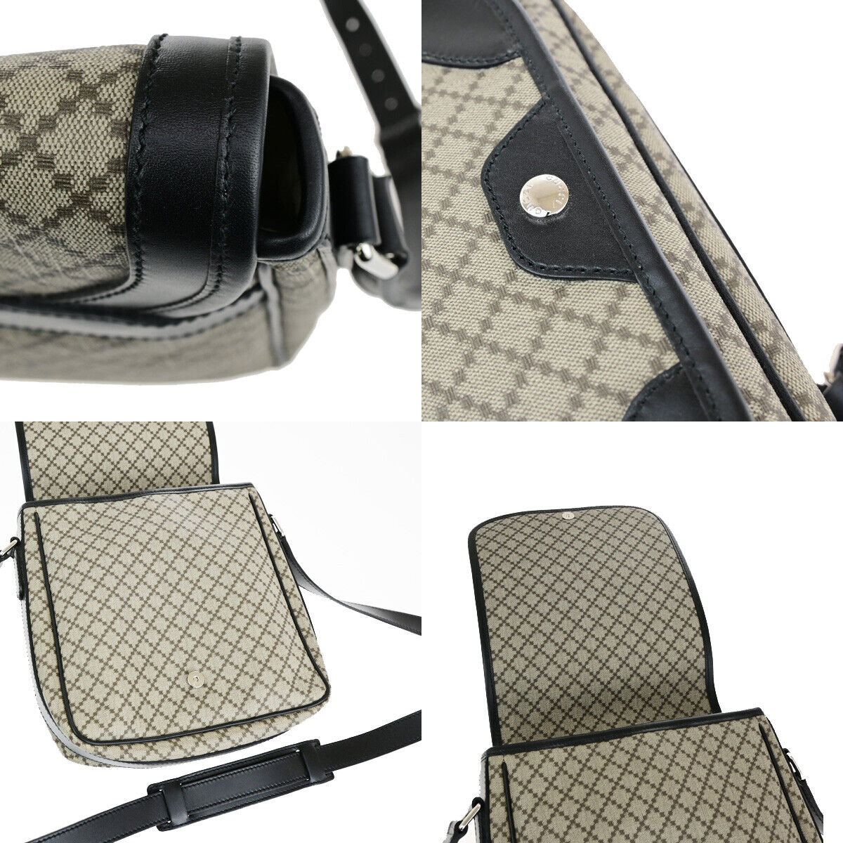GUCCI Logo Diamante Crossbody Shoulder Bag PVC Leather Brown Black SHW 18YG605