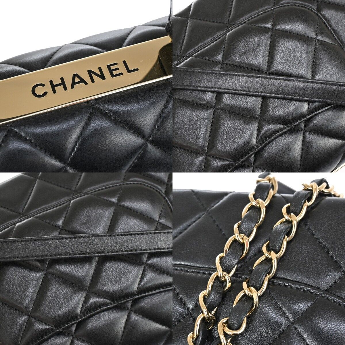 CHANEL CC Logo Matelasse 2Way Shoulder Hand Bag Leather Black GHW Italy 985RH891