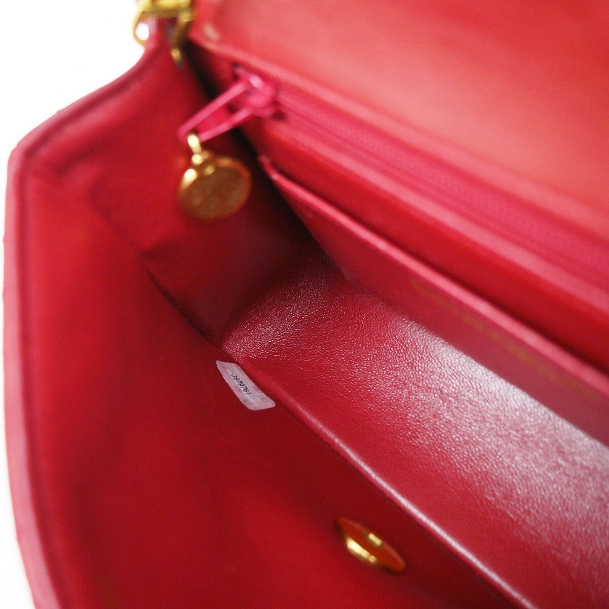 CHANEL CC Logo Mini Matelasse Chain Hand Bag Leather Red GHW Vintage 863RF268