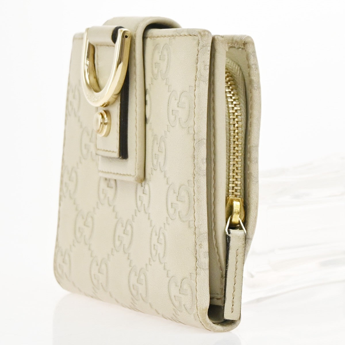 GUCCI GG Pattern Abbey Guccissima Bifold Wallet Leather Beige GHW Italy  05KD083