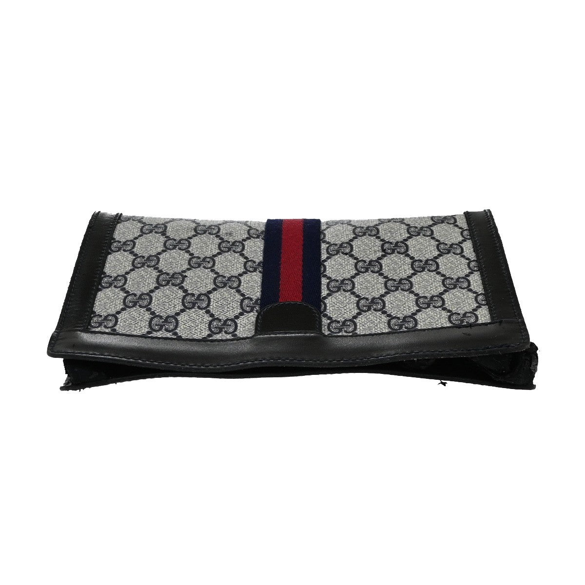 GUCCI Parfums Sherry 2Way Clutch Shoulder Bag PVC Leather Navy Blue 01EF919
