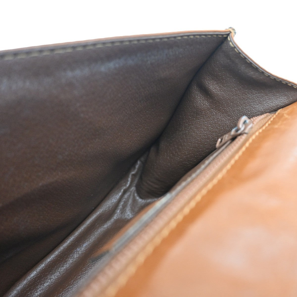 CELINE Logo Shoulder Bag Leather Brown GHW Made In Italy 02FC143