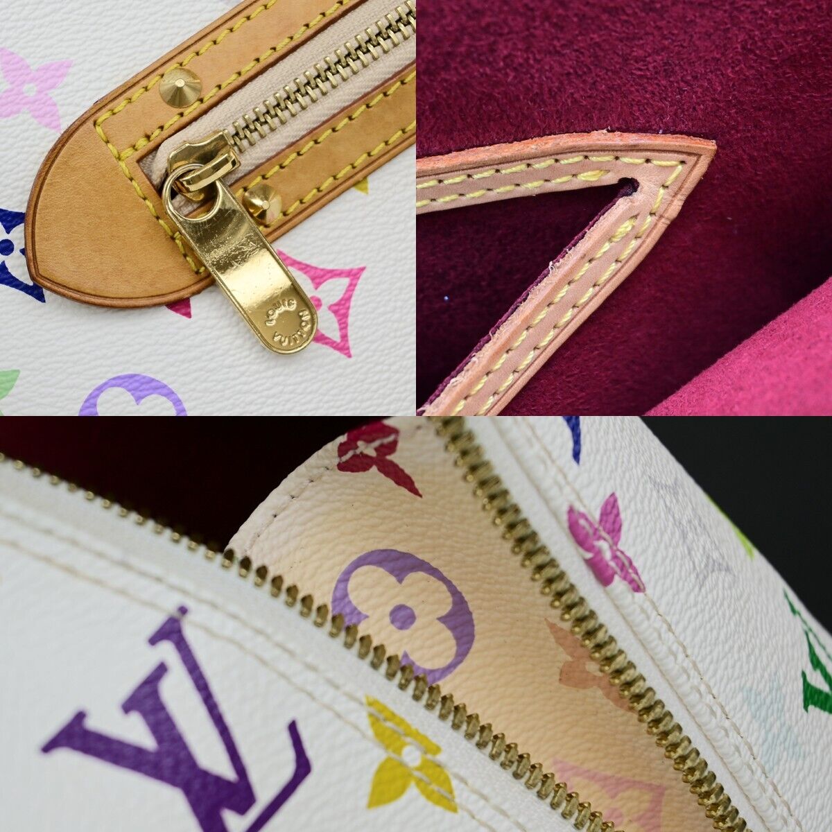 LOUIS VUITTON LV Logo Alma Hand Bag Monogram Multi Color White M92647 689RF219