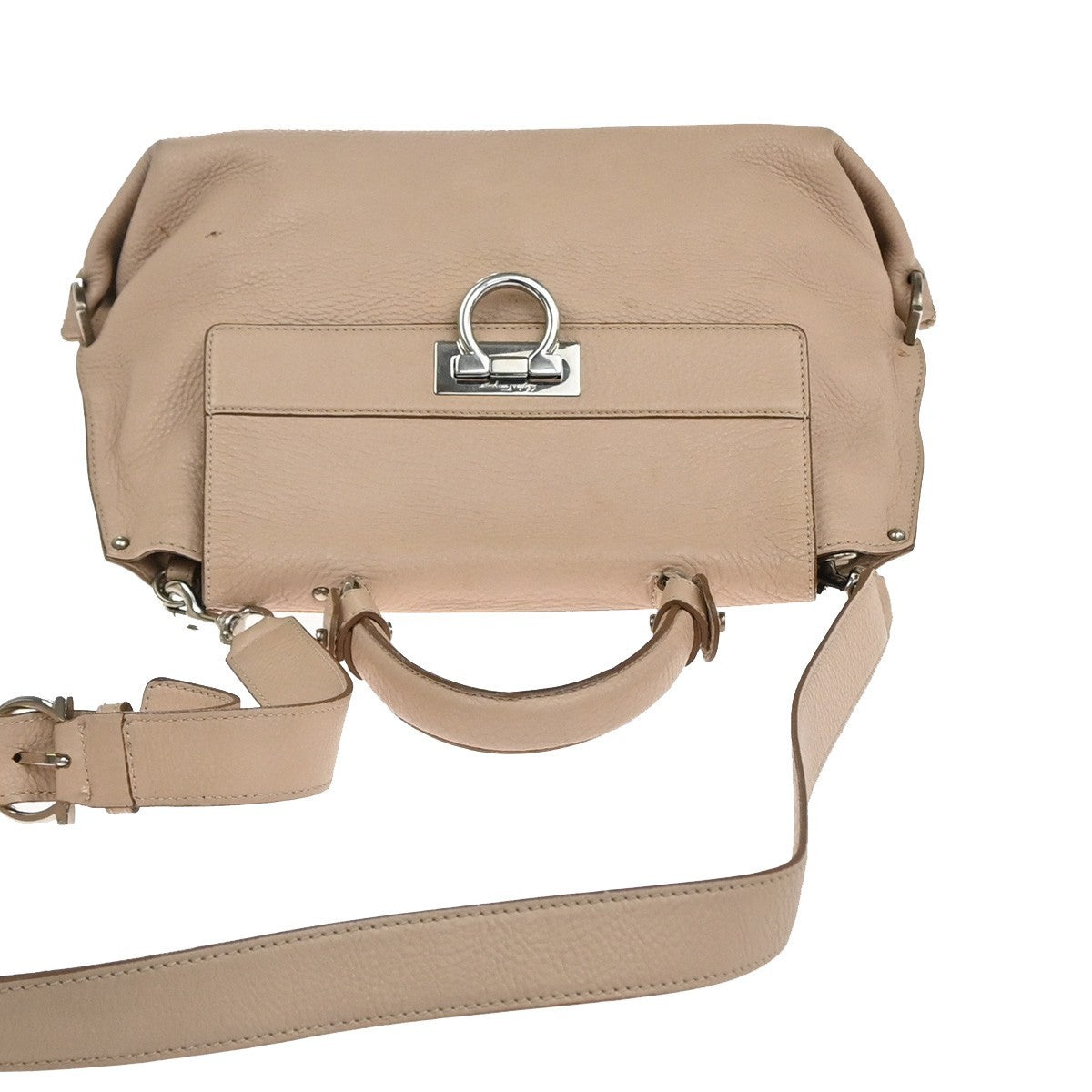 SALVATORE FERRAGAMO Logo Sofia Gancini 2Way Shoulder Hand Bag Leather BE 30YH886