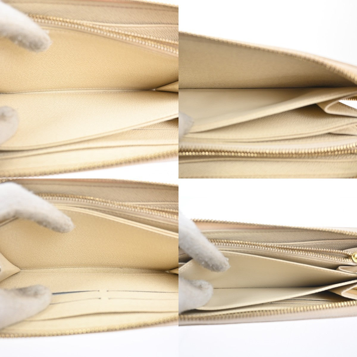 LOUIS VUITTON Zippy Long Wallet Damier Azur Leather White Spain N60019 82MA354