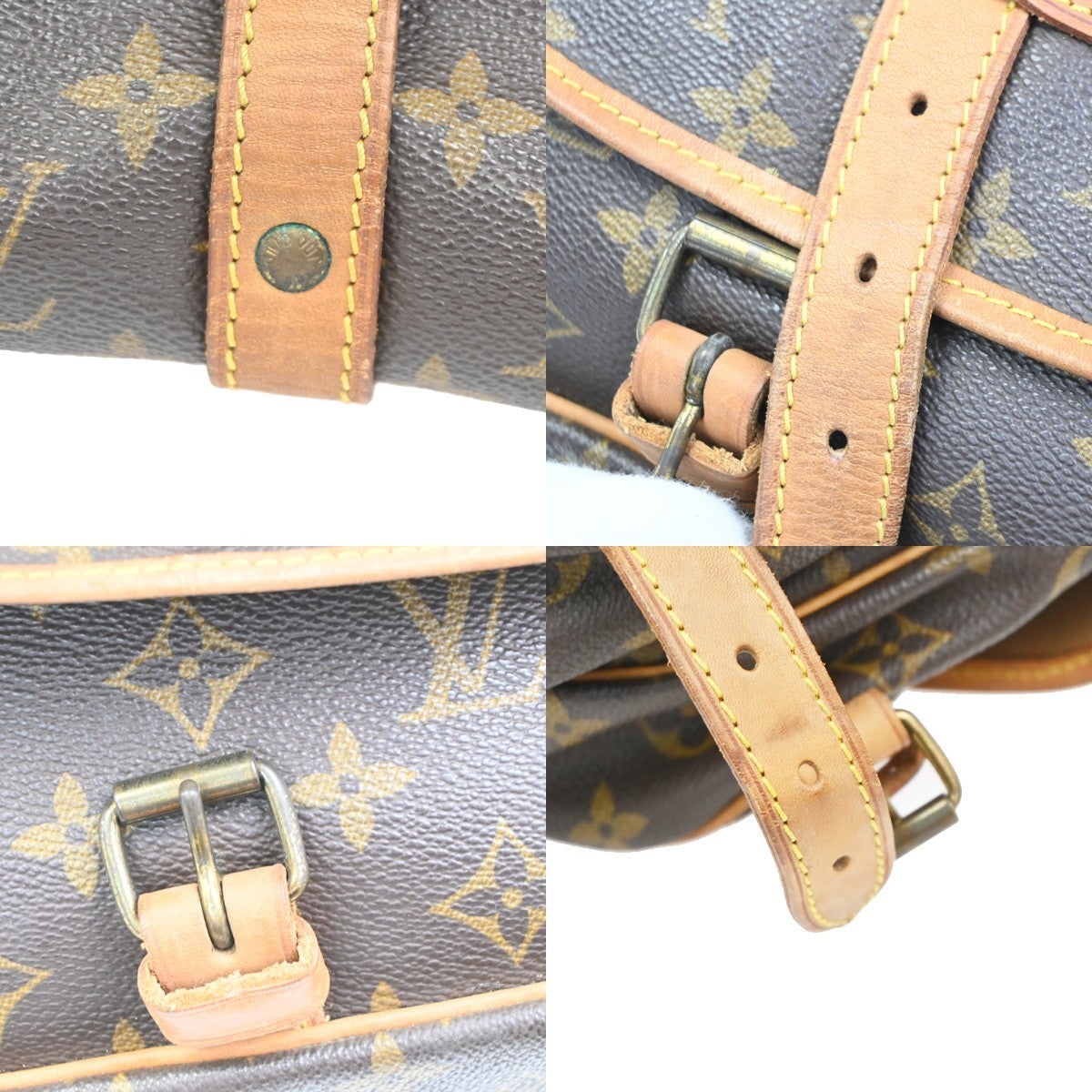 LOUIS VUITTON Logo Saumur 30 Shoulder Bag Monogram Leather Brown M42256 82CA792