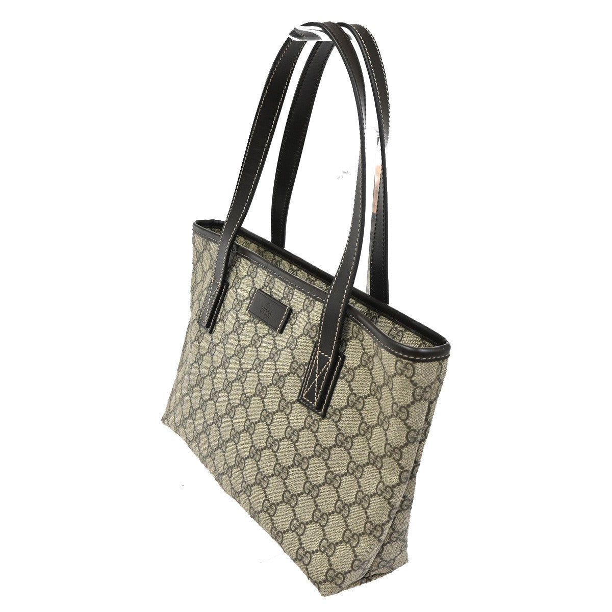 GUCCI Logo GG Pattern Hand Tote Bag Supreme Leather Brown Italy 80TA566