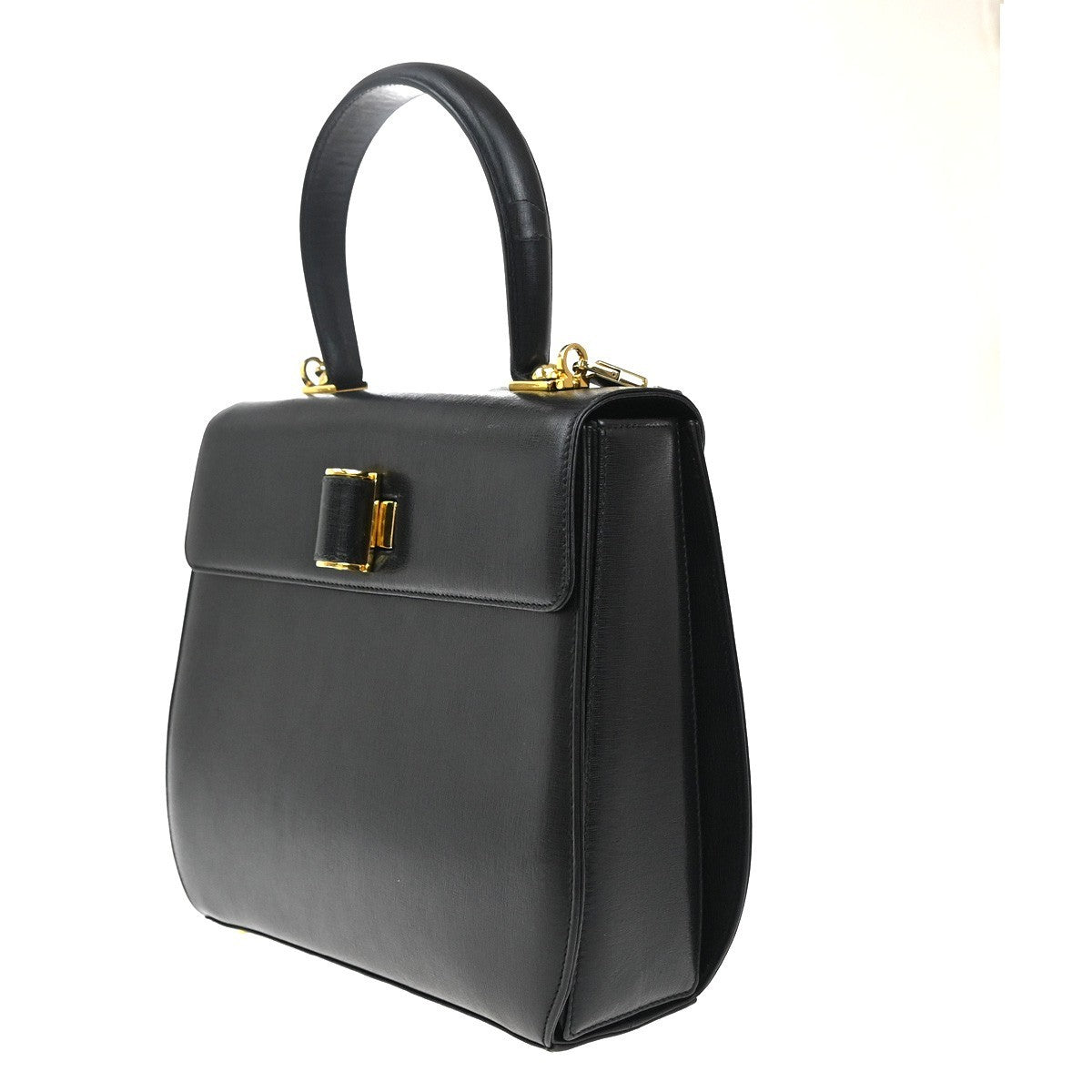 SALVATORE FERRAGAMO Gancini 2Way Shoulder Hand Bag Leather Black GHW 68KP367