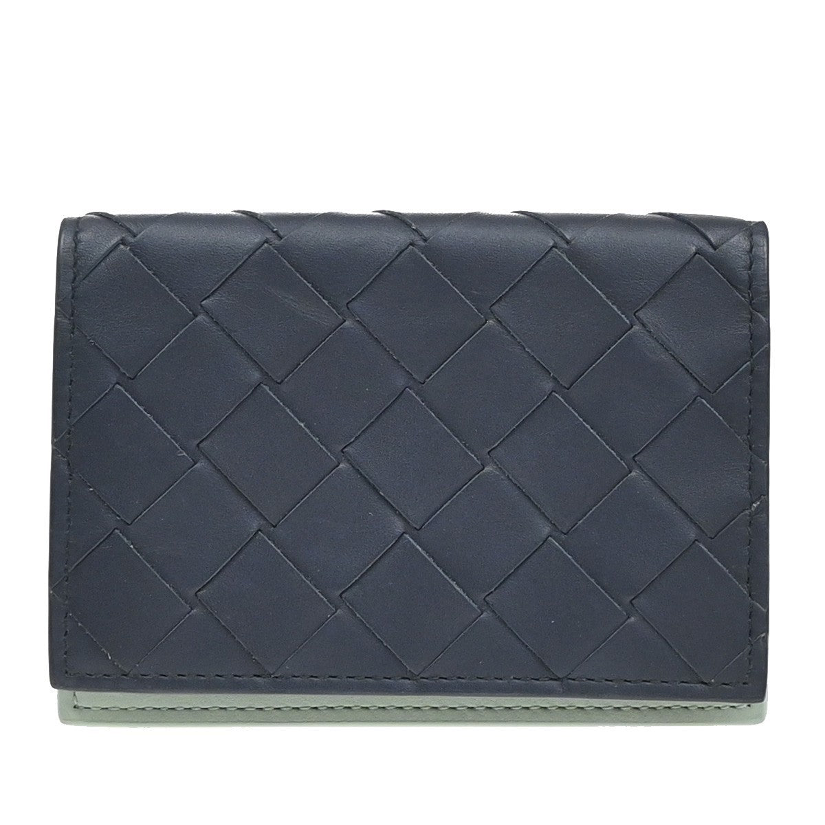 BOTTEGA VENETA Logo Intrecciato Card Case Wallet Leather Navy Blue Italy 66EF707