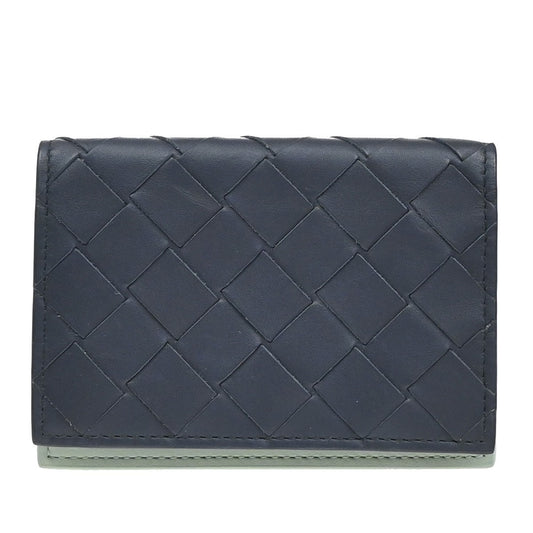 BOTTEGA VENETA Logo Intrecciato Card Case Wallet Leather Navy Blue Italy 66EF707