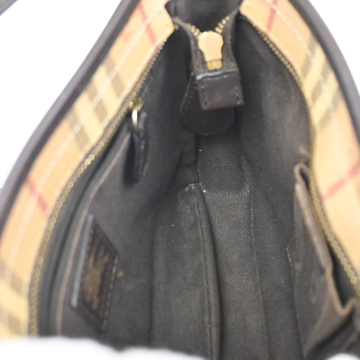 BURBERRY Logo Nova Check Shoulder Bag PVC Leather Beige Black GHW Italy 32DA066