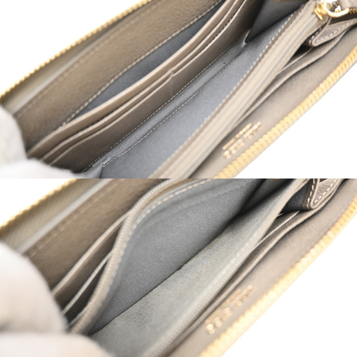 JIMMY CHOO Star Studs Zipper Long Wallet Leather Brown Gold Italy 64KP311